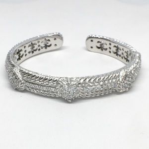 Judith Ripka Sterling Silver 3 Heart Cuff Bracelet